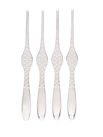 Shop Alessi Colombina Shellfish Fork Set In Silber
