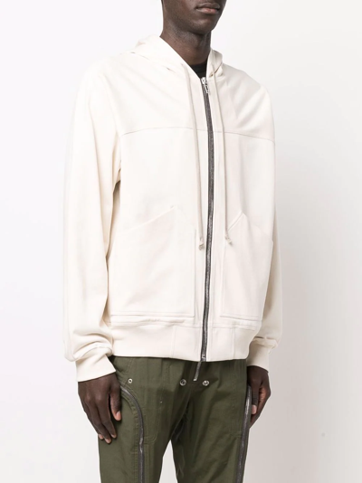 Shop Rick Owens Pouch-pocket Zip-up Hoodie In Nude