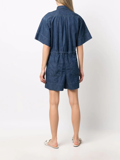 Shop Valentino Short-sleeve Playsuit In Blau
