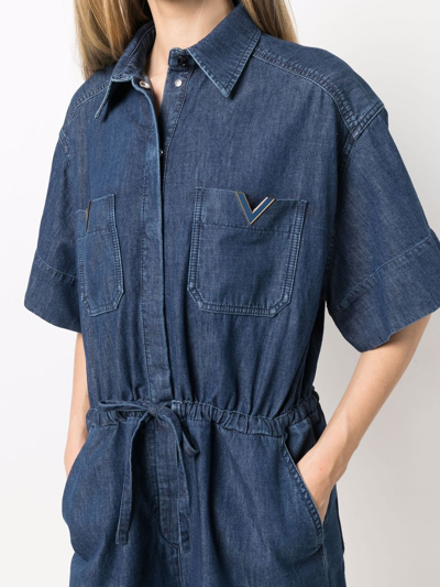 Shop Valentino Short-sleeve Playsuit In Blau