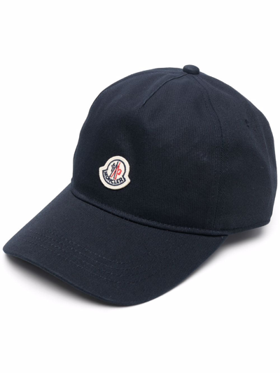 Shop Moncler Logo Patch Baseball Cap In Blau
