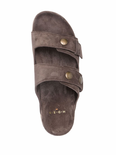 Shop Henderson Baracco Paris Double-strap Suede Sandals In Braun