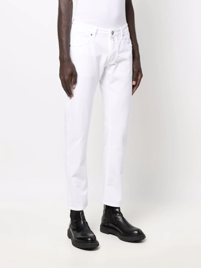 Shop Incotex Cropped Slim-cut Trousers In Weiss