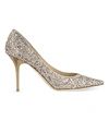 Jimmy Choo Agnes Nude Shadow Coarse Glitter Fabric Pointy Toe Pumps