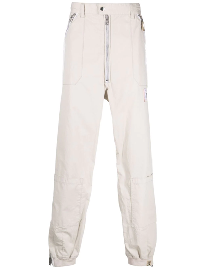 Shop Miharayasuhiro Side Stripe-detail Straight-leg Trousers In Weiss