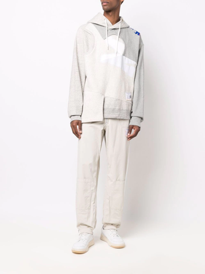 Shop Miharayasuhiro Side Stripe-detail Straight-leg Trousers In Weiss