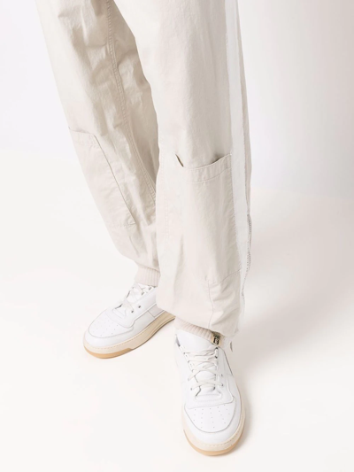 Miharayasuhiro Side Stripe-detail Straight-leg Trousers In Weiss