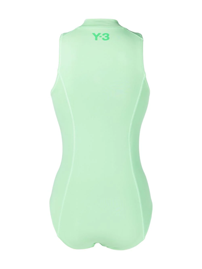 Shop Y-3 Zip-detail Swimsuit In Grün
