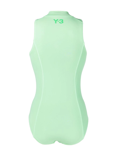 Y-3 Half-zip High-neck Swimsuit In Grün