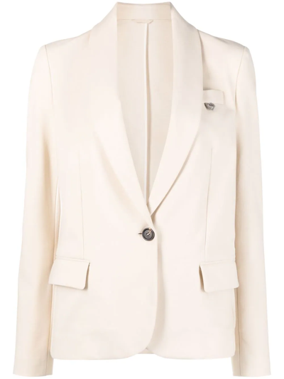 Brunello Cucinelli Single-breasted Blazer In Nude