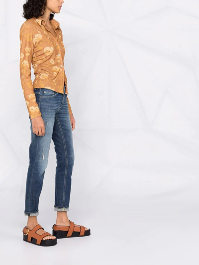 Dondup Faded-finish Cropped Jeans In Blau