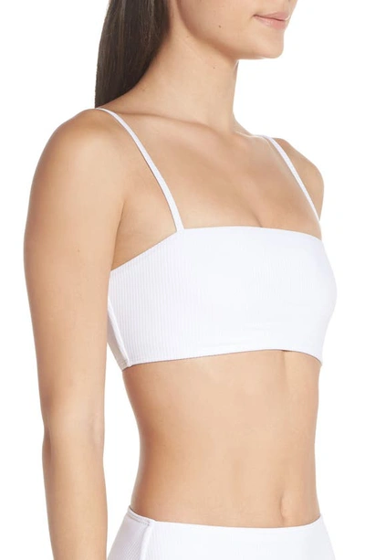 Shop Something Navy Classic Ribbed Swim Bandeau Top In White