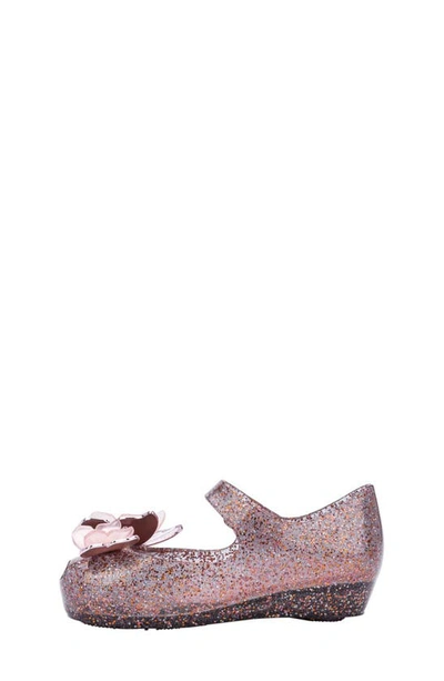 Shop Mini Melissa Ultragirl Butterfly Mary Jane Flat In Clear Glitter/pink