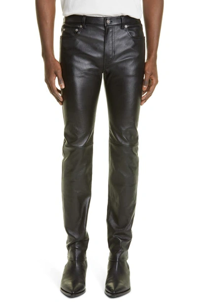 Shop Saint Laurent Stretch Leather Pants In 1000 - Black