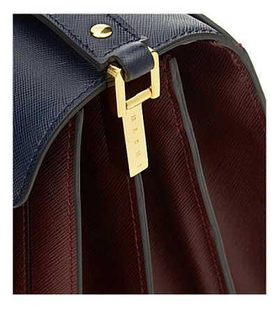 Shop Marni Trunk Leather Shoulder Bag In Deep Blu+dark Raisin