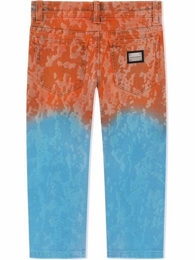 Shop Dolce & Gabbana Wave-effect Dip Dye Jeans In Blue