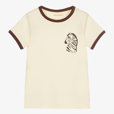 Shop Mini Rodini Ivory Organic Zebra T-shirt