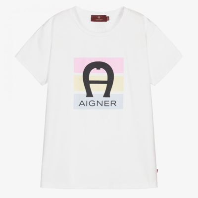 Shop Aigner Teen Girls White Logo T-shirt