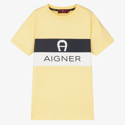 Shop Aigner Teen Boys Yellow Logo T-shirt