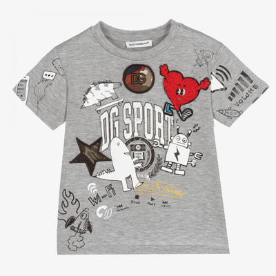 Shop Dolce & Gabbana Baby Boys Grey Logo T-shirt