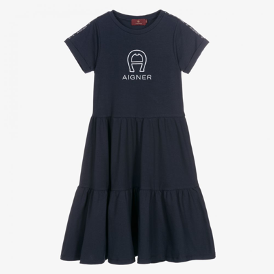 Shop Aigner Teen Girls Blue Logo Dress