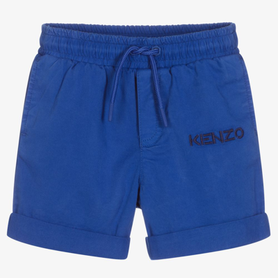 Shop Kenzo Kids Baby Boys Cotton Logo Shorts In Blue