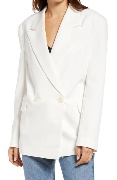 Shop Topshop Double Breasted Blazer In Ivory