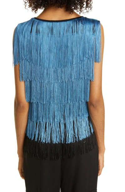 Haute Hippie Fringe Sleeveless Top In Black Ocean Multi