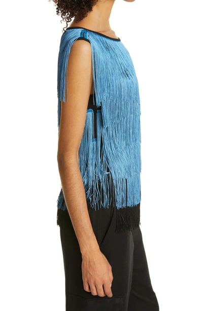 Haute Hippie Fringe Sleeveless Top In Black Ocean Multi