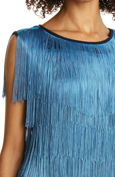 Haute Hippie Fringe Sleeveless Top In Black Ocean Multi