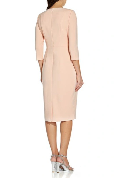 Adrianna Papell Tie Waist Crepe Sheath Dress In Blush