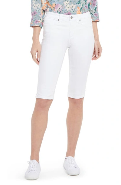 Shop Nydj Denim Bermuda Shorts In Optic White