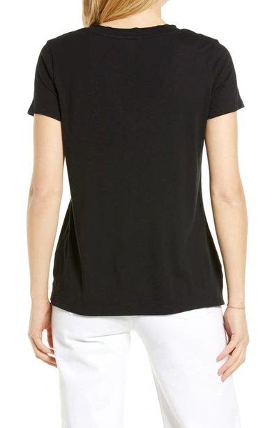 Shop Caslon (r) V-neck Short Sleeve Pocket T-shirt In Black
