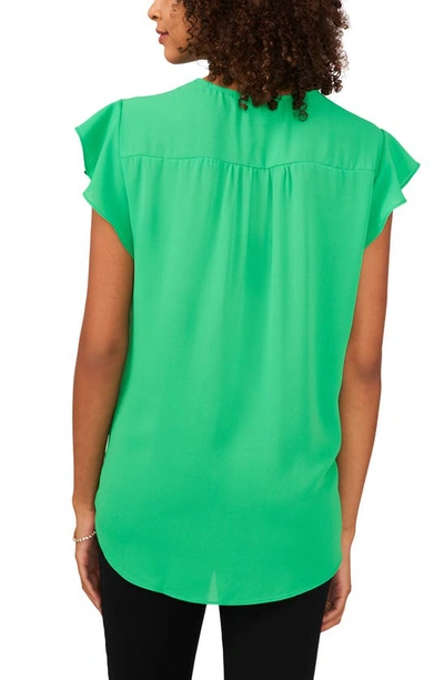 Chaus Print Flutter Sleeve Blouse In Green