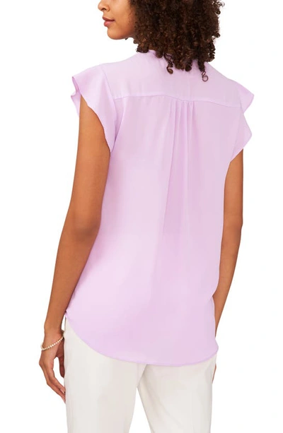 Shop Chaus Print Flutter Sleeve Blouse In Light Purple