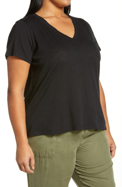 Shop Caslon Short Sleeve V-neck T-shirt In Black