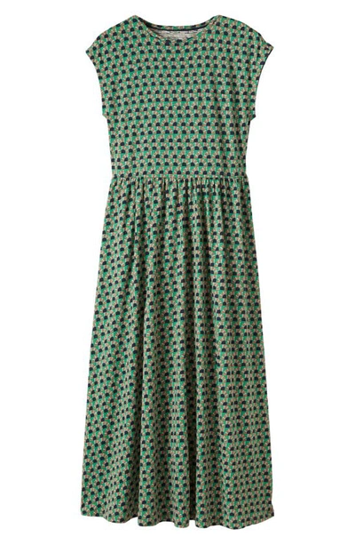 Shop Boden Easy Cotton Midi Dress In Green Geometric