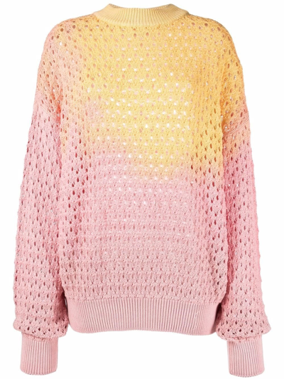 Shop Attico Sweater Crochet Tye Dye In Rosa