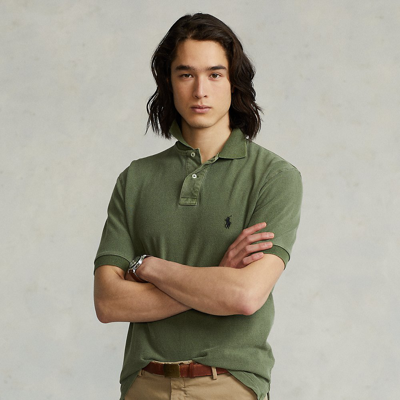 Shop Ralph Lauren Original Fit Mesh Polo Shirt In Army Olive