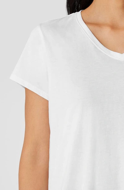 Shop Eileen Fisher Organic Cotton V-neck T-shirt In White