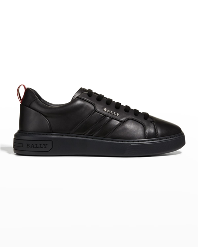 Shop Bally Men's Maxim Leather Low-top Sneakers In Black