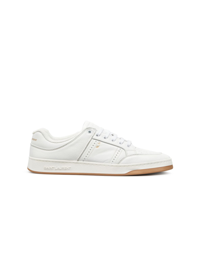 Shop Saint Laurent Men's Sl61 Perforated Leather Low-top Sneakers In White Mult