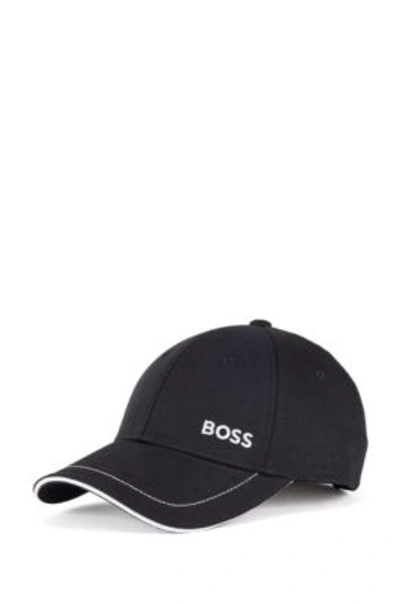 Hugo Boss Cotton Twill Cap With Contrast Logo In Black | ModeSens