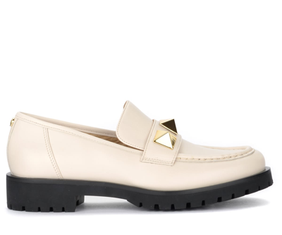 Shop Michael Kors Holland Moccasin In Cream Color Leather In Beige
