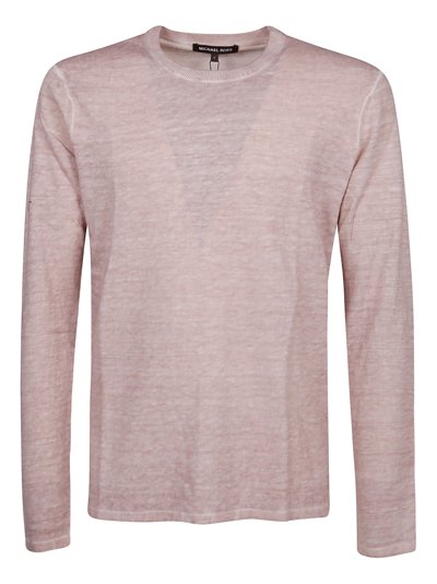 Shop Michael Kors Cold Dye Crewneck Sweater In Dusty Rose
