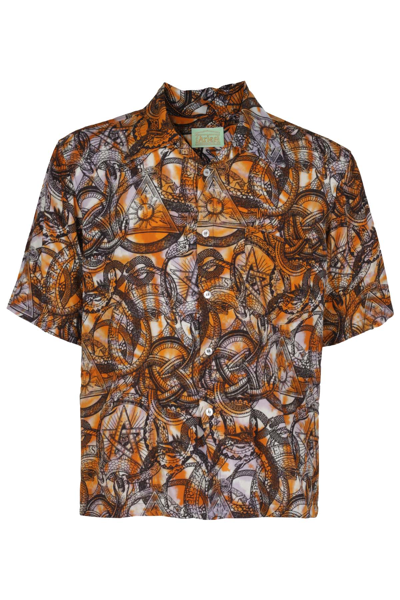 Shop Aries Glycon Hawaiian Shirt In Lco Lilac Orange