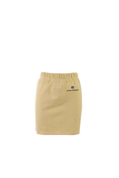 Shop Chiara Ferragni Pale Yellow Skirt