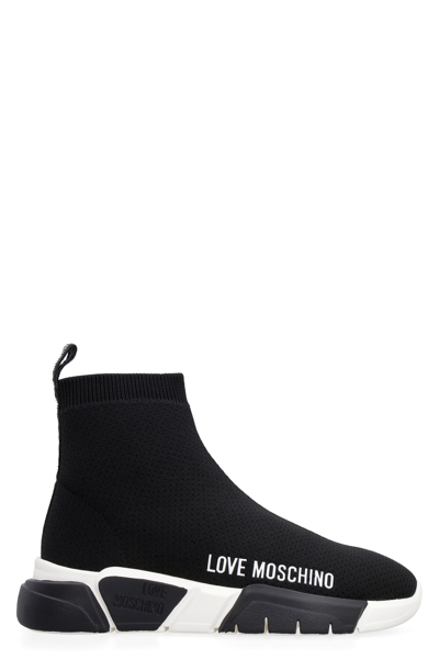 Shop Love Moschino Knitted Sock-sneakers In Black