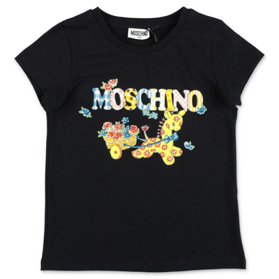 Shop Moschino T-shirt Nero In Jersey Di Cotone