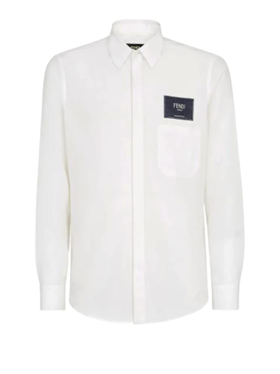 Shop Fendi Shirt With Logo In Naturale